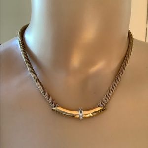 Vintage Avon mesh gold tone rhinestone necklace